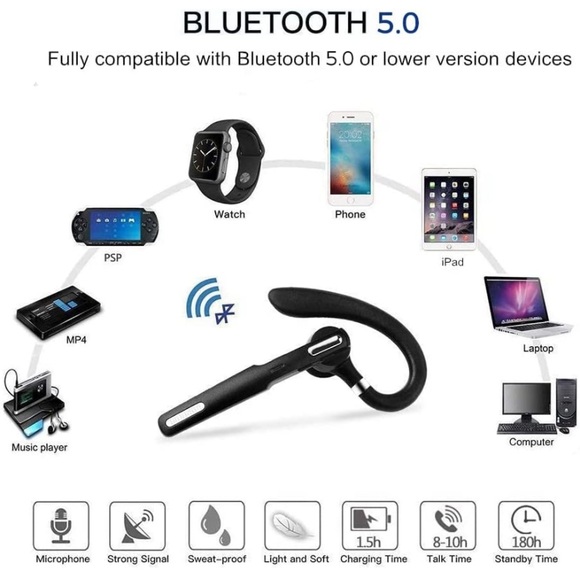🆕 Wireless Bluetooth Earpiece V5.0 8-10 H
Talktime Stereo Noise Cancelling Mic - Picture 5 of 6